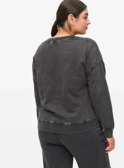 Charcoal Washed Crew Sweatshirt M