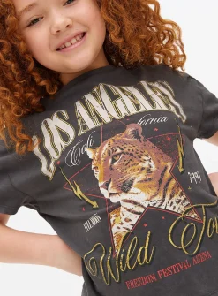 Charcoal Wild Cat Graphic T-Shirt 14 years