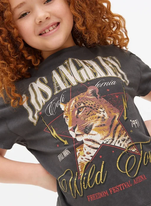 Charcoal Wild Cat Graphic T-Shirt 14 years