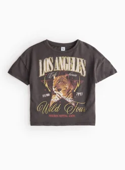 Charcoal Wild Cat Graphic T-Shirt 14 years