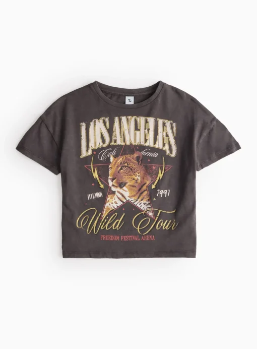 Charcoal Wild Cat Graphic T-Shirt 14 years
