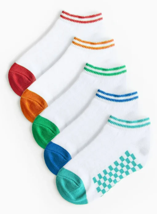Chequered Footbed Trainer Socks 5 Pack 4-6.5