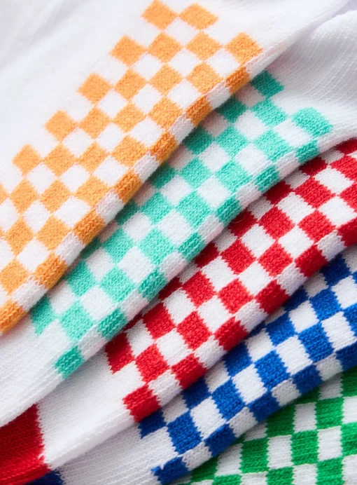 Chequered Footbed Trainer Socks 5 Pack 4-6.5