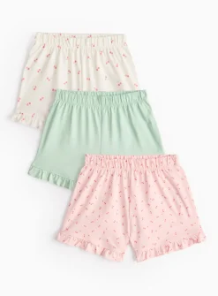 Cherry Print Frill Trim Shorts 3 Pack 9-12 months