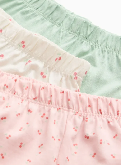 Cherry Print Frill Trim Shorts 3 Pack 9-12 months