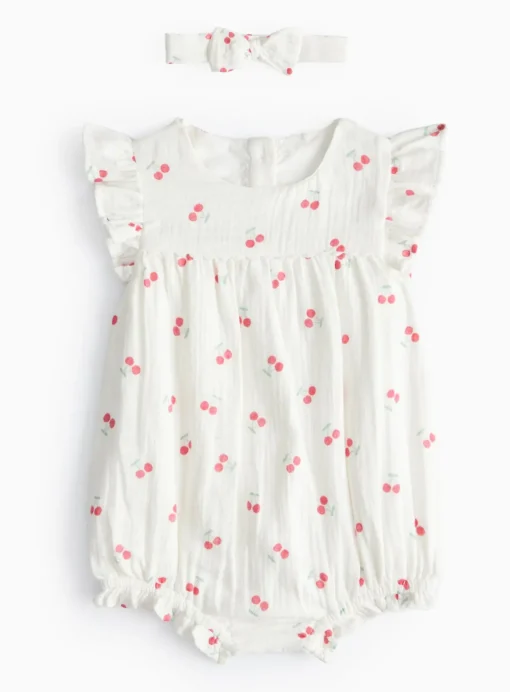 Cherry Print Woven Bodysuit & Headband Set 18-24 months