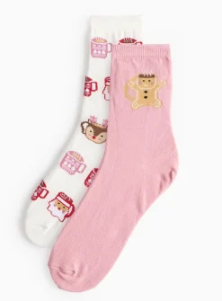 Christmas Mugs Socks 2 Pack 4-8