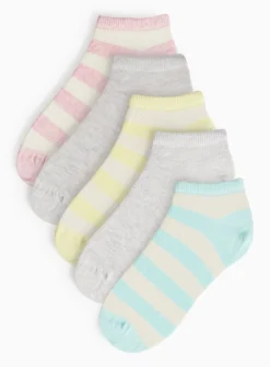 Coastal Stripe Trainer Socks 5 Pack 4-8