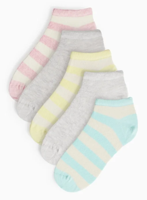 Coastal Stripe Trainer Socks 5 Pack 4-8
