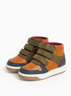 Colour Block Triple-Strap High Top Trainers 8 Infant