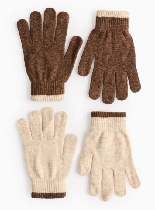 Contrast Cream & Brown Magic Touchscreen Gloves 2 Pack One Size