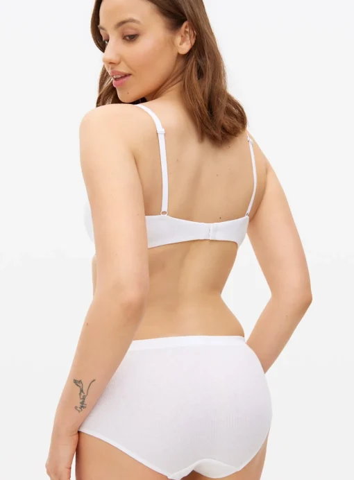 Cottonform™ White Ribbed Bralette 34DD