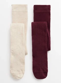 Cream & Berry Knitted Tights 2 Pack 0-6 months