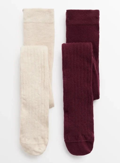 Cream & Berry Knitted Tights 2 Pack 0-6 months