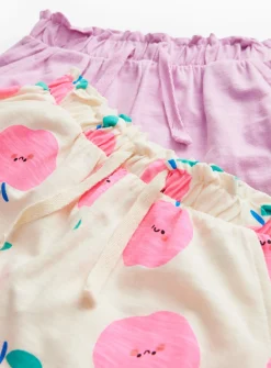 Cream Apple Print & Pink Jersey Drawstring Trousers 1-2 years