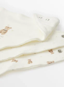 Cream Bear Print Hanky Bibs 5 Pack One Size