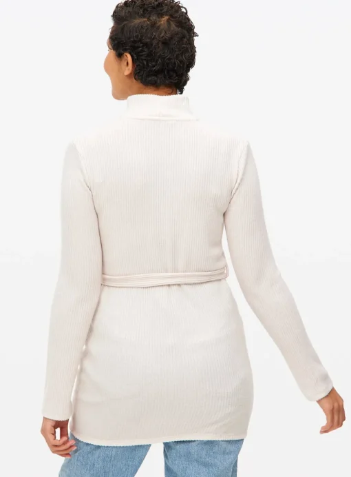 Cream Belted High Neck Tunic Top S