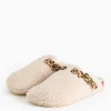 Cream Borg Buckle Mule Slippers S