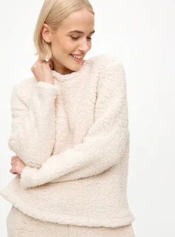 Cream Borg Fleece Thermal Co-ord Pyjama Top M