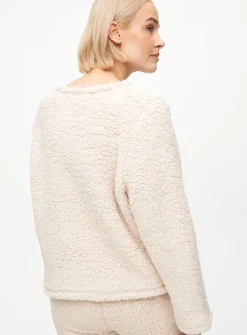 Cream Borg Fleece Thermal Co-ord Pyjama Top M