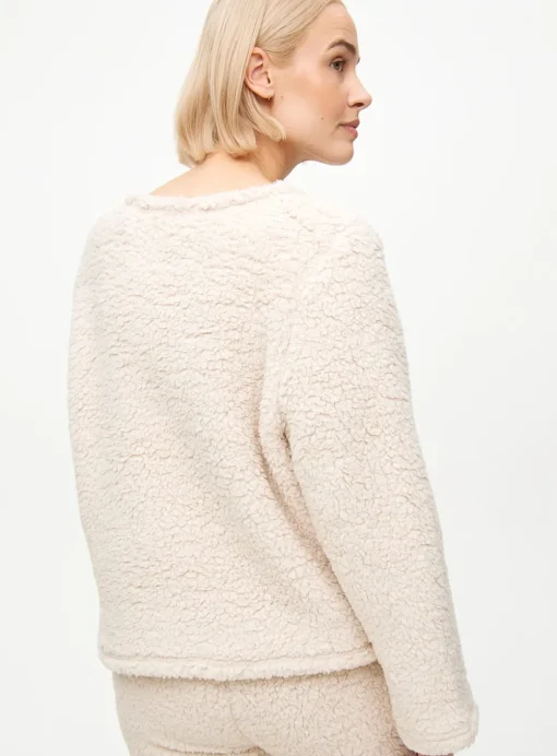 Cream Borg Fleece Thermal Co-ord Pyjama Top M