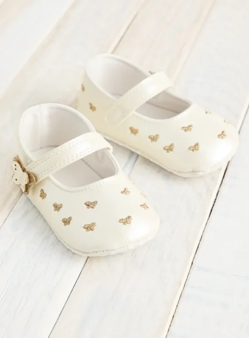 Cream Butterfly Mary Jane Shoes 6-9 months