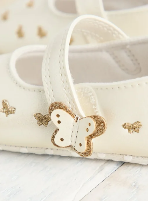 Cream Butterfly Mary Jane Shoes 6-9 months