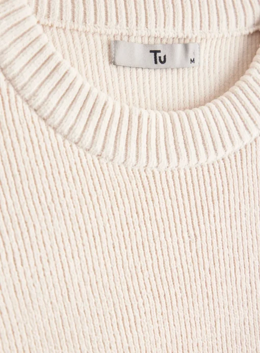Cream Chenille Crew Neck Jumper S