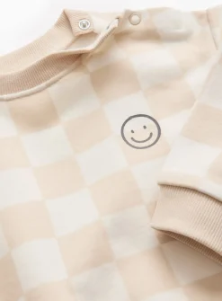 Cream Chequered Print Sweat Set 12-18 months