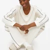 Cream Contrast Piping Scuba Co-ord Pyjama Top S