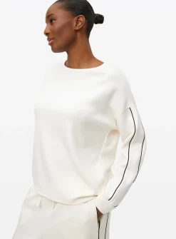 Cream Contrast Piping Scuba Co-ord Pyjama Top S