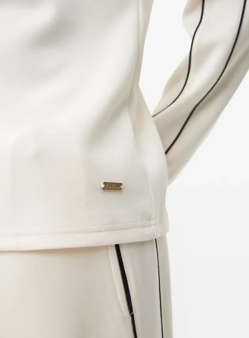 Cream Contrast Piping Scuba Co-ord Pyjama Top S