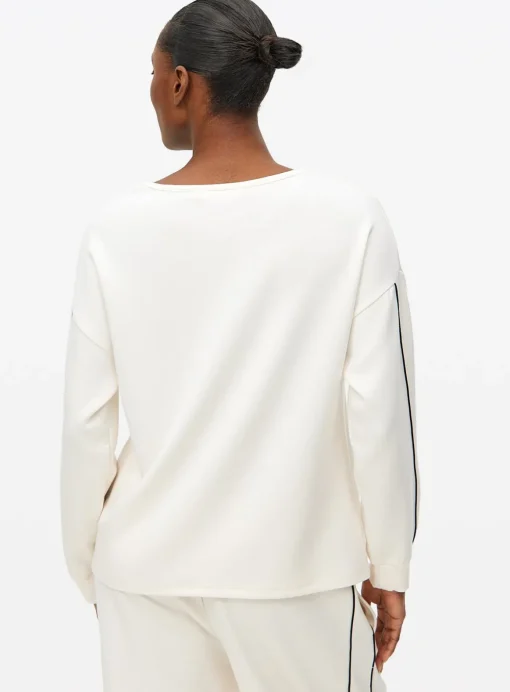 Cream Contrast Piping Scuba Co-ord Pyjama Top S