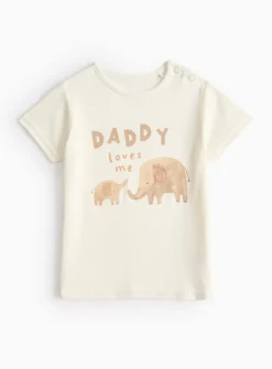 Cream Daddy Loves Me Short Sleeve T-Shirt Up to 3 mths