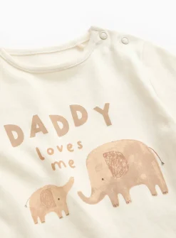 Cream Daddy Loves Me Short Sleeve T-Shirt Up to 3 mths