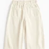 Cream Denim Wide Leg Jeans 1-2 years