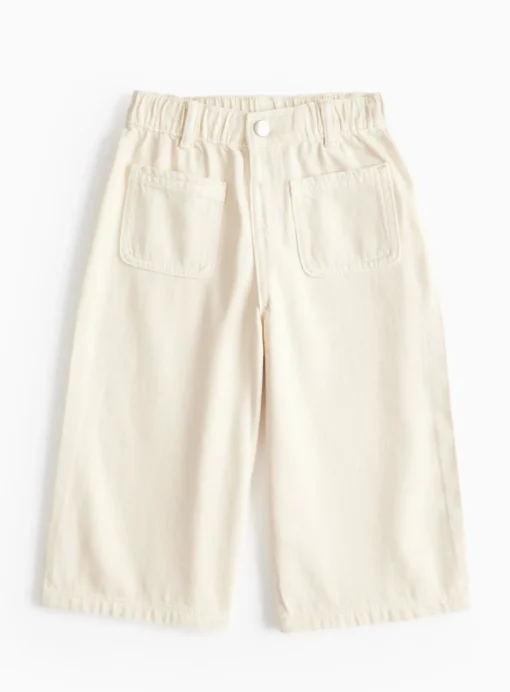 Cream Denim Wide Leg Jeans 1-2 years