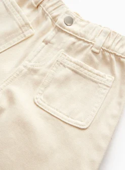 Cream Denim Wide Leg Jeans 1-2 years