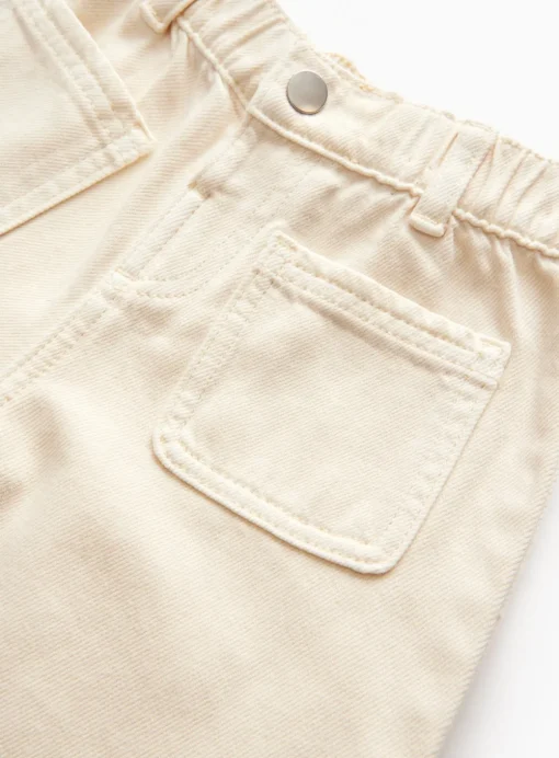 Cream Denim Wide Leg Jeans 1-2 years