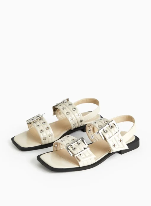 Cream Eyelet Sandals 6