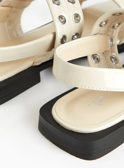Cream Eyelet Sandals 6
