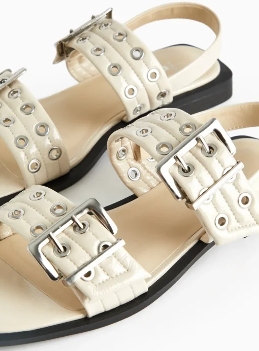 Cream Eyelet Sandals 6