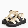 Cream Faux Leather Chunky Gladiator Sandals 7