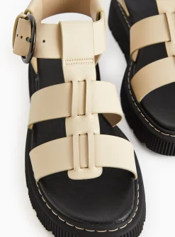 Cream Faux Leather Chunky Gladiator Sandals 7