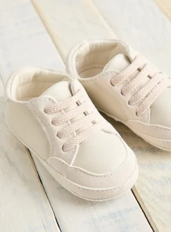Cream Faux Leather Trainers 9-12 months