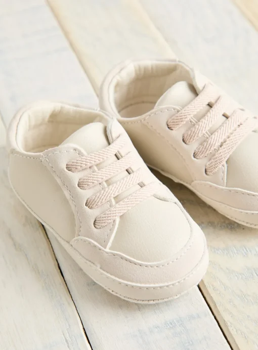 Cream Faux Leather Trainers 9-12 months
