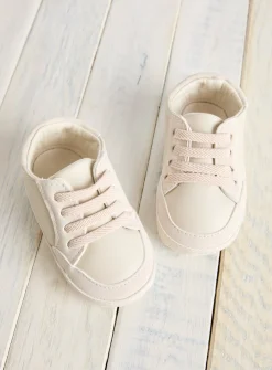 Cream Faux Leather Trainers 9-12 months