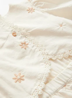 Cream Floral Embroidered Cotton Jumpsuit 4-5 years