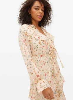 Cream Floral Ruffle Maxi Romantic Dress 12