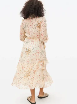 Cream Floral Ruffle Maxi Romantic Dress 12